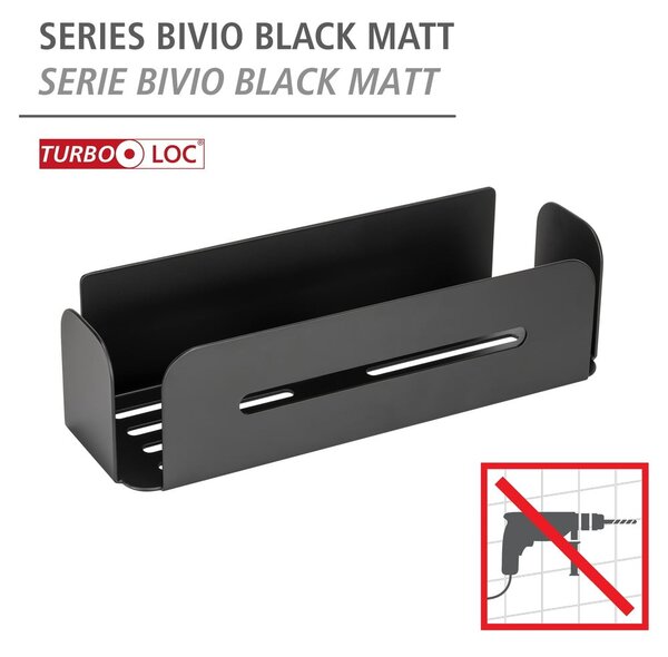 Raft pentru baie negru mat autoadeziv din metal Bivio – Wenko
