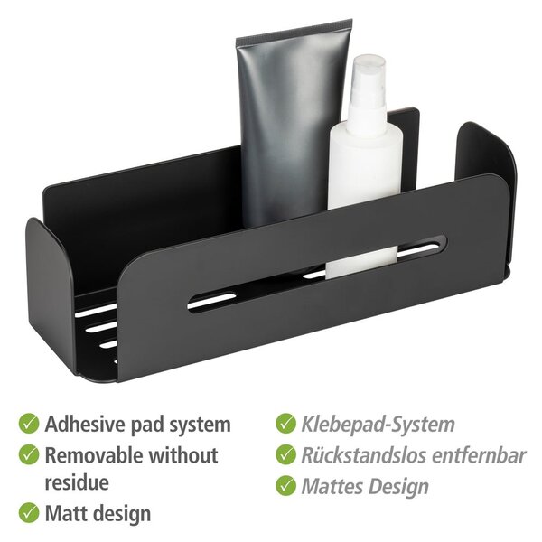 Raft pentru baie negru mat autoadeziv din metal Bivio – Wenko