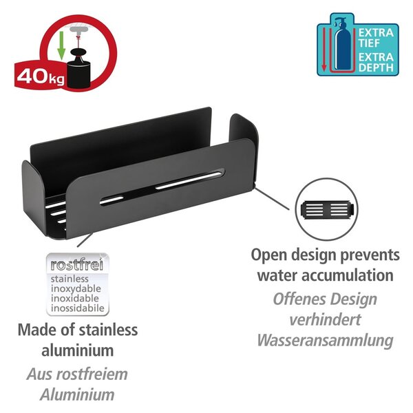 Raft pentru baie negru mat autoadeziv din metal Bivio – Wenko