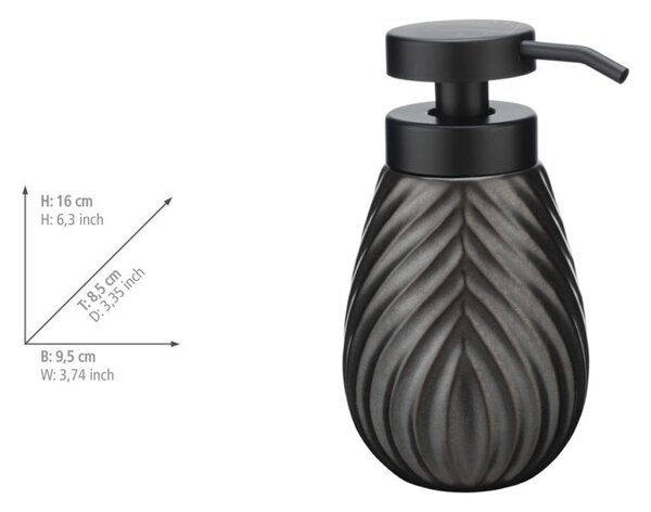 Dozator de săpun lichid gri antracit din ceramică 330 ml Idro – Wenko