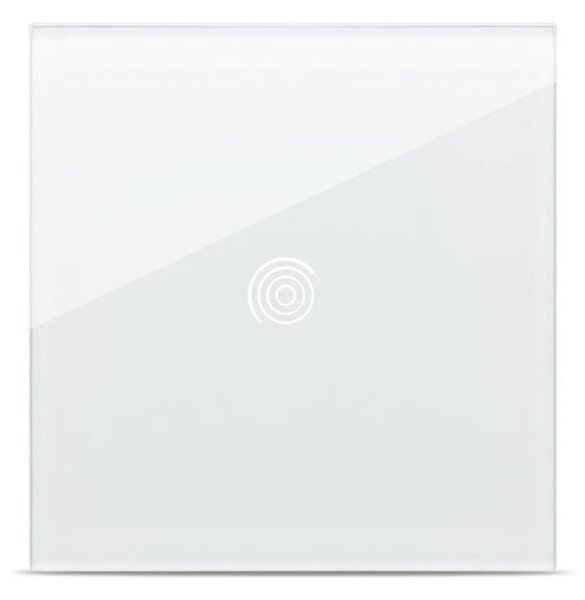 Panou sticlă albă Pulsar Touch NS 1T 86x86mm pentru întrerupător tactil modern, finisaj minimalist securizat 4mm, ideal pentru doze standard CEE60
