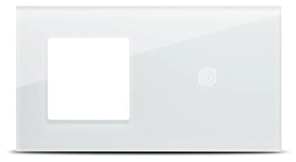 Ramă dublă Pulsar Touch NS din sticlă securizată 4mm, alb, 1P+1T pentru priză și întrerupător tactil modern, design minimalist pentru interior