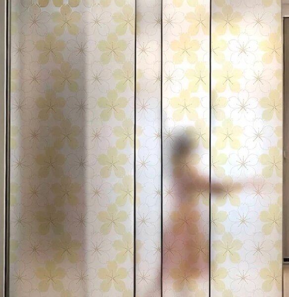 Folie autoadeziva geam, 45 x 500 cm, Gold Flowers