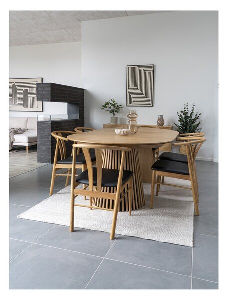 Masă de dining rotundă extensibilă cu blat cu aspect de lemn de stejar ø 120 cm Osaka – House Nordic