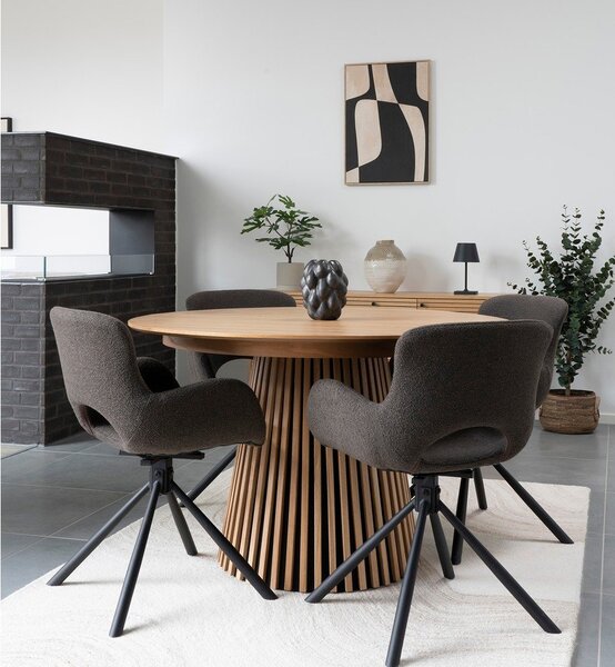 Masă de dining rotundă extensibilă cu blat cu aspect de lemn de stejar ø 120 cm Osaka – House Nordic