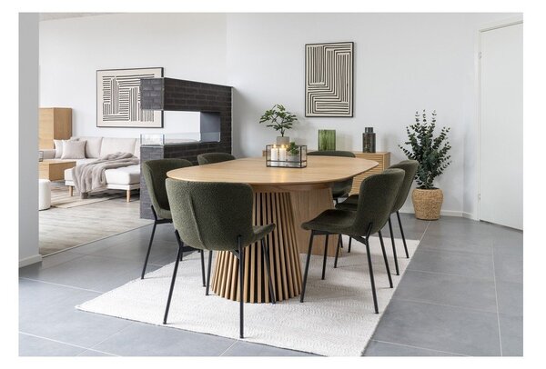 Masă de dining rotundă extensibilă cu blat cu aspect de lemn de stejar ø 120 cm Osaka – House Nordic