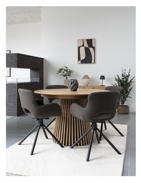 Masă de dining rotundă extensibilă cu blat cu aspect de lemn de stejar ø 120 cm Osaka – House Nordic