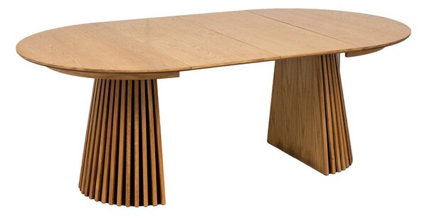 Masă de dining rotundă extensibilă cu blat cu aspect de lemn de stejar ø 120 cm Osaka – House Nordic