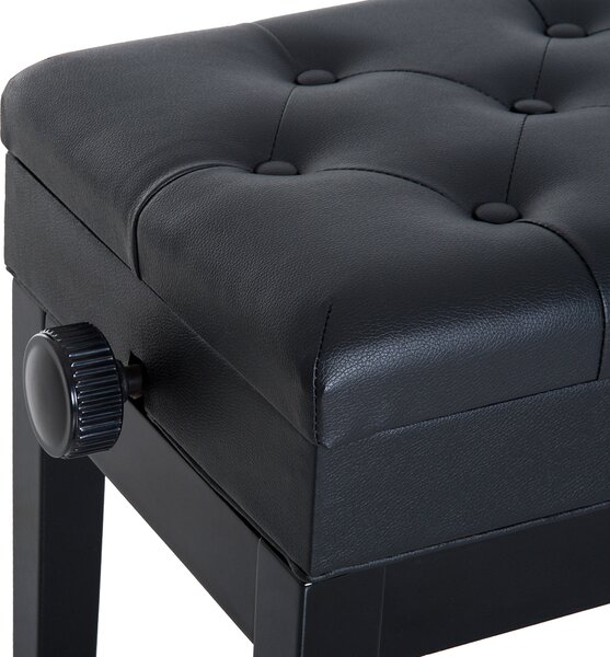 HOMCOM Băncuță Pian Elegantă cu Spațiu de Depozitare, Înălțime Ajustabilă, Negru, 54.5x33x48-58cm | Aosom Romania