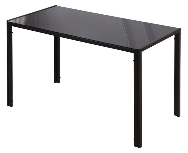HOMCOM Masă Rectangulară pentru 4 Persoane din Metal și Sticlă Călită, 120x60x75 cm, Negru | Aosom Romania