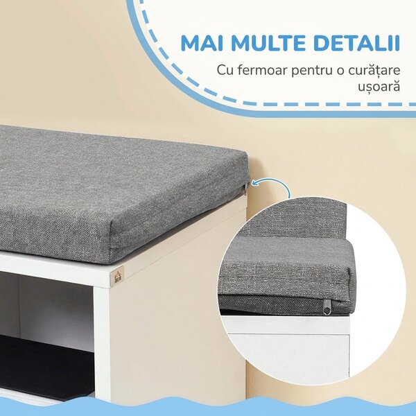 HOMCOM Bibliotecă Modulară cu 5 Rafturi Deschise și 2 Perne, Mobilier pentru Living, Dormitor și Birou, Gri Alb | Aosom Romania