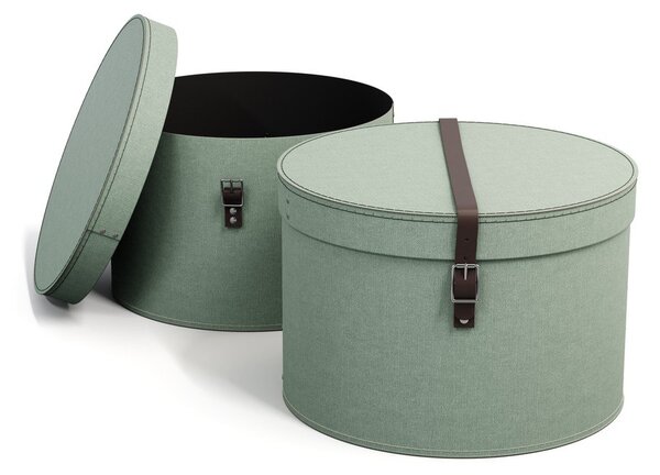 Cutii de depozitare albastru-verde 2 buc. din carton cu capac ø 37,5x25,5 cm Rut Canvas Paper Laminate – Bigso