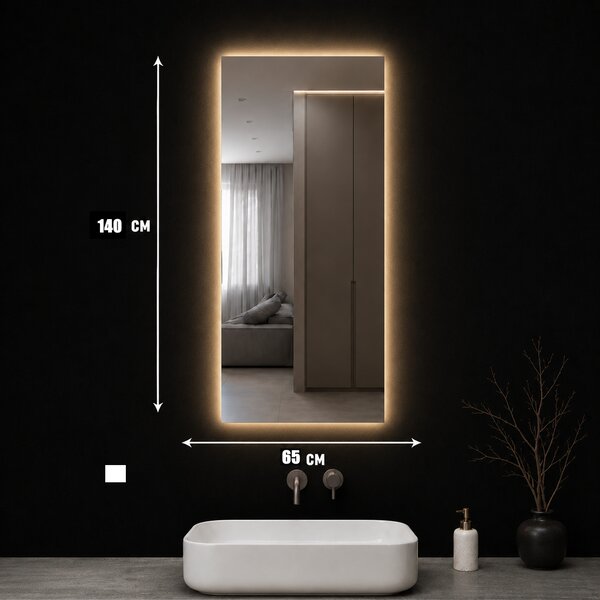 Oglindă de baie cu iluminare LED și funcție anti-aburire Vigo – 65x140 cm