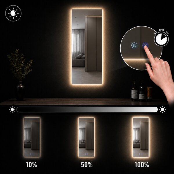 Oglindă de baie cu iluminare LED și funcție anti-aburire Vigo – 65x140 cm
