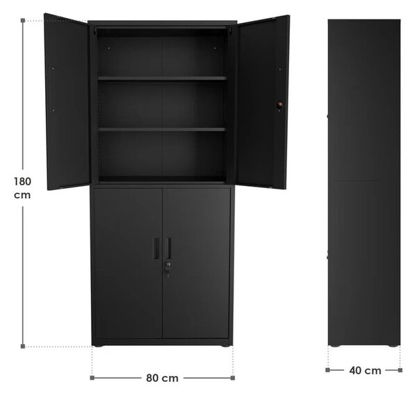 Juskys Dulap metalic pentru birou - negru