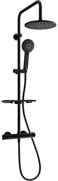 Mexen - Set de duș KT40 cu robinet termostatic Kai, negru, 771504093-70