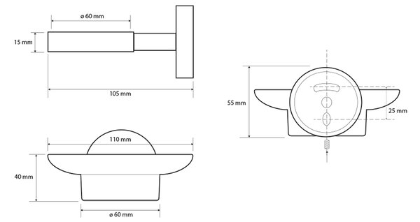 Sapho Sapho, savonieră X-ROUND COPPER, sticlă cu lapte, cupru mat, XR803PG