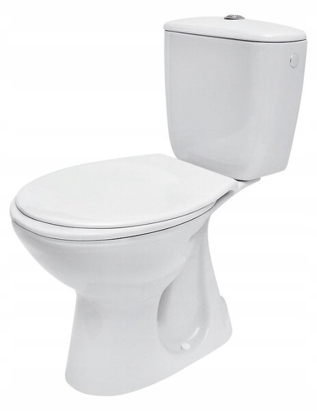 Cersanit President, toaleta combinata cu flux 3/6l, gunoi vertical, alimentare cu apa din laterala rezervorului si scaun antibacterian din duroplast, alb, K08-039