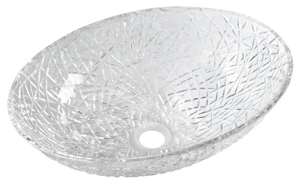 Sapho Sapho, chiuveta de blat din sticla gravata PURUS 50x36 cm, sticla transparenta, TY305CL