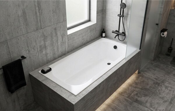 Erga Pureline-O, cadă de baie 1400x700x400 mm fără picioare, alb lucios, ERG-V07-PURELINE-O-140x070-WH