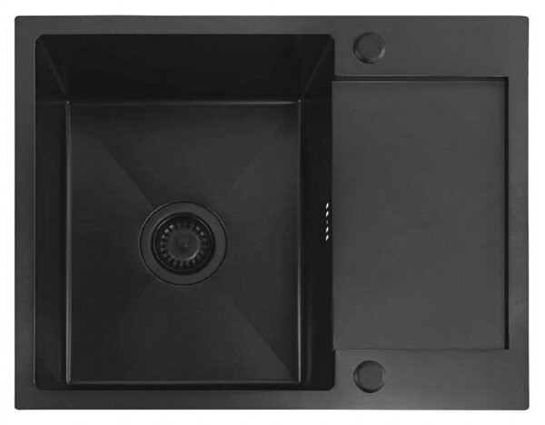 Rea Paul, chiuvetă din oțel cu 1 compartiment 600x480x185 mm, negru mat, ZLE-06011