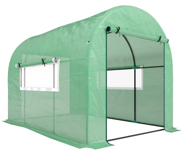 Outsunny Seră tip Tunel Walk-In 300 x 200 cm - Verde | Aosom Romania