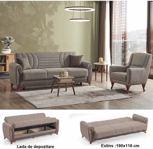 Set canapea cu 2 fotolii Tara Homs