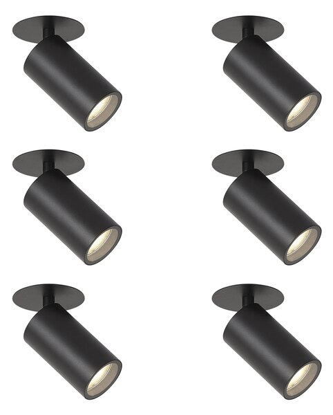 Set de 6 spoturi încastrate moderne negre GU10 50mm IP44 - Chels