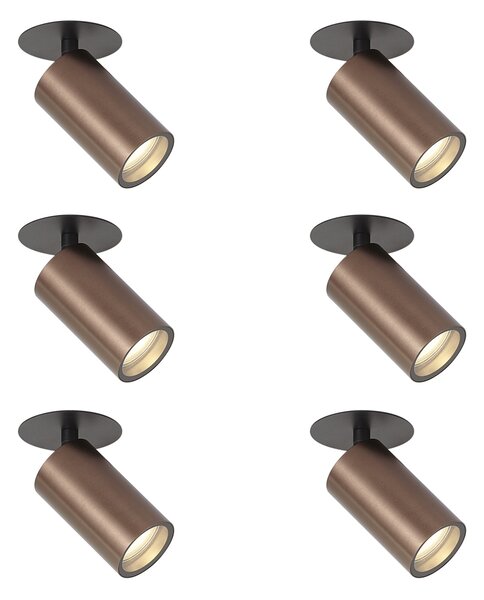 Set de 6 spoturi încastrate moderne bronz închis GU10 50mm IP44 - Chels