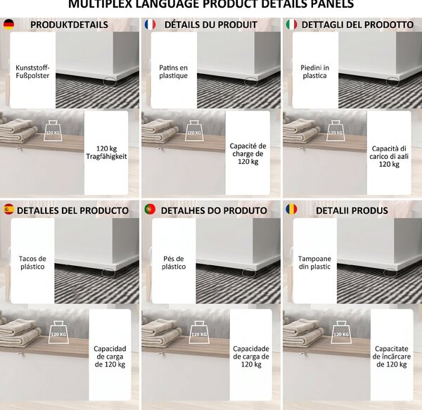 HOMCOM Bancă multifuncțională din lemn pentru dormitor și hol, alb, 100x40x40 cm | Aosom Romania
