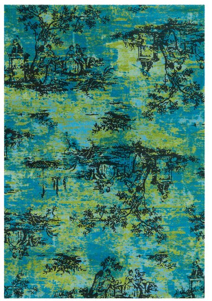 Covor Modern Vintage 5206, Turcoaz , Inaltime fir 3 mm
