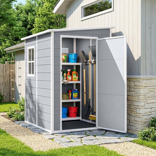 Outsunny Magazie din metal pentru gradina, Gri