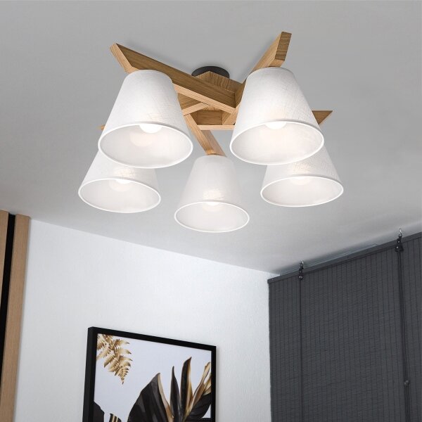 Lustră aplicată Brilagi ANTHONY 5xE14/40W/230V stejar/alb