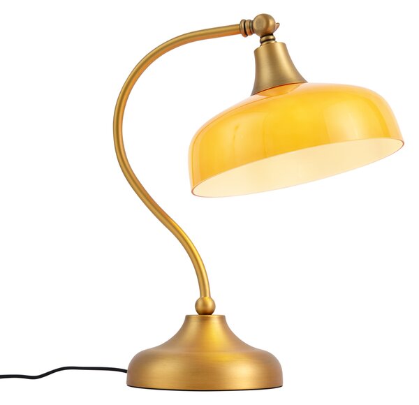 Lampă de masă clasică bronz cu sticlă opal portocalie - Clerk