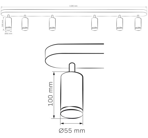 Spot pentru baie TURYN 6xGU10/10W/230V IP44 negru