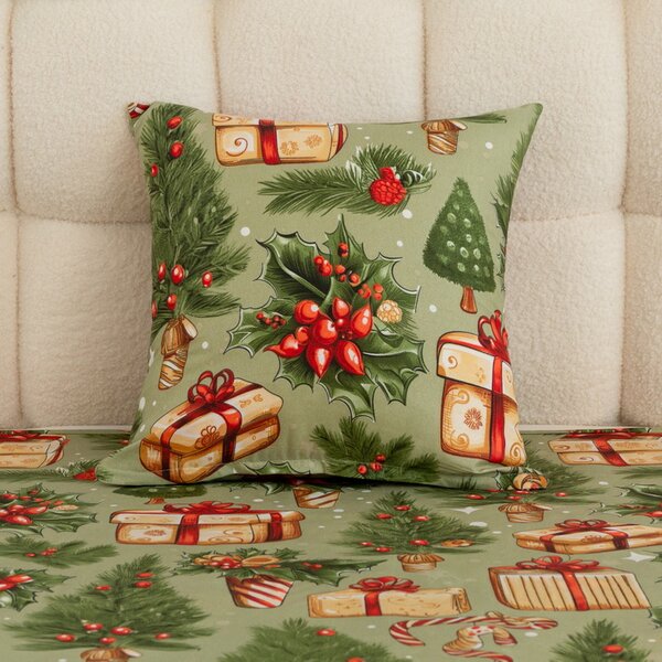 Husa de perna din microfibra CHRISTMAS PRESENTS 45x45 cm, verde