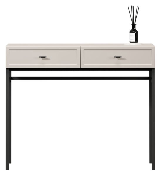 Consolă cu sertare Lorini 100 cm - cașmir / mânere negre T-bar / cadru metalic