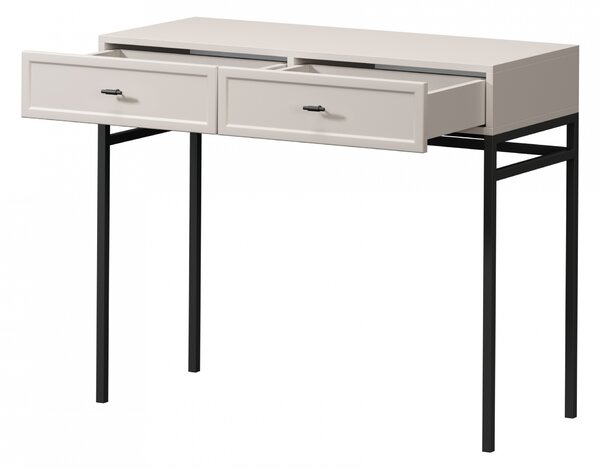 Consolă cu sertare Lorini 100 cm - cașmir / mânere negre T-bar / cadru metalic