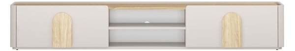 Comodă TV Amilio 220 cm cu sertar - cashmere / stejar uleiat / mânere stejar deschis
