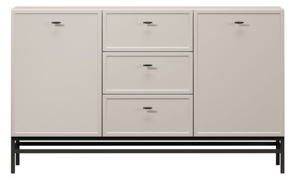 Comodă Lorini 150 cm cu sertare - cașmir / mânere negre T-bar / cadru