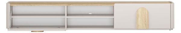 Comodă TV Amilio 220 cm cu sertar - cashmere / stejar uleiat / mânere stejar deschis