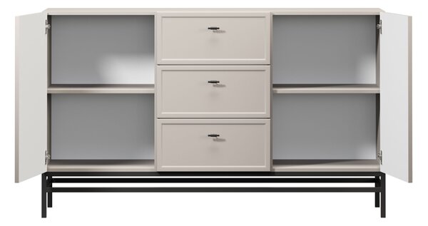 Comodă Lorini 150 cm cu sertare - cașmir / mânere negre T-bar / cadru