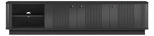 Comodă TV pe soclu Vesper 3D 187 cm - negru / mânere aurii