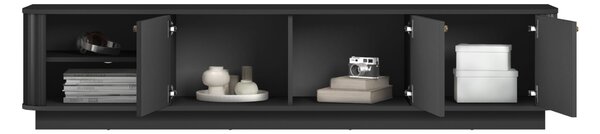 Comodă TV pe soclu Vesper 3D 187 cm - negru / mânere aurii