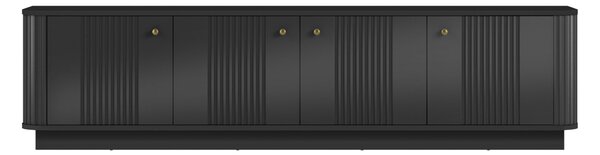 Comodă TV pe soclu Vesper 4D 187 cm - negru / mânere aurii