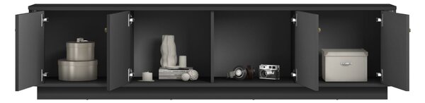 Comodă TV pe soclu Vesper 4D 187 cm - negru / mânere aurii