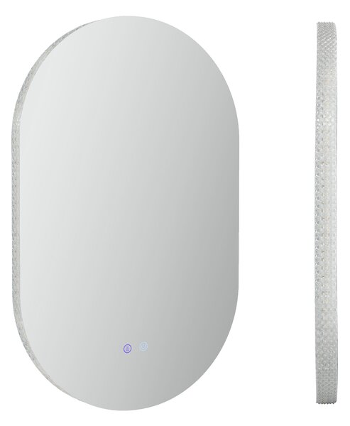 Kleankin Oglindă de Perete cu Lumină LED în 3 Culori și Funcție Anti-Aburire, 81x51x4.5 cm, Transparent | Aosom Romania