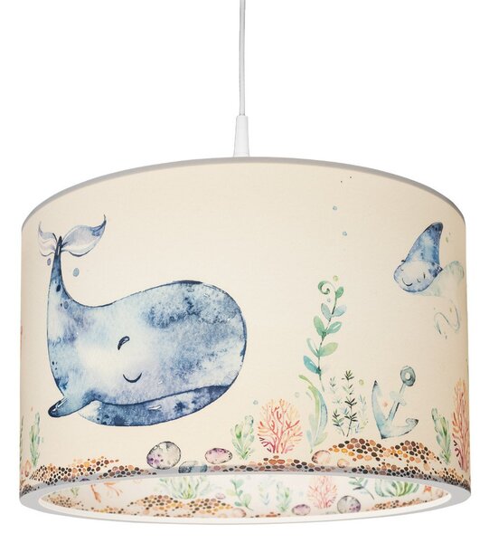 Elobra Lampă suspendată 25/40 Animale marine, Ø 38 cm, colorată, plastic, reglabil, Multicolor, Camera copiilor, Plastic