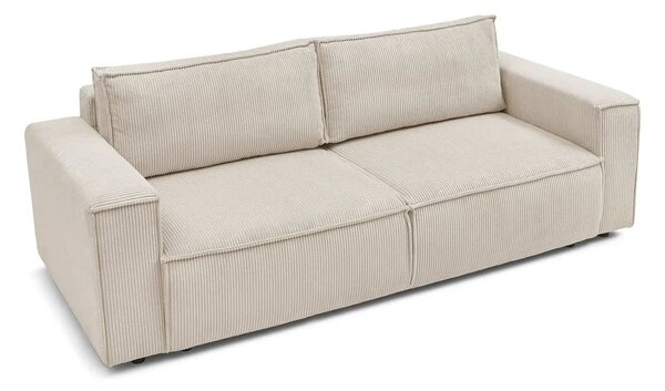 Canapea extensibila 3 locuri Capri cu lada de depozitare, Bej - Gri, 240x87x85 cm