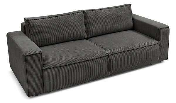 Canapea extensibila 3 locuri Capri cu lada de depozitare, Bej - Gri, 240x87x85 cm